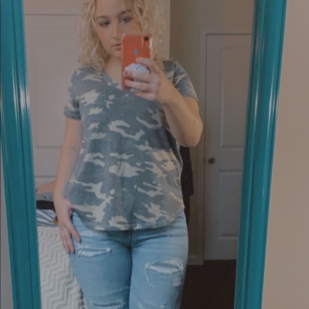 Charlotte Russe Camo V-neck